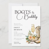 Boots en Bubble Western Bridal Shower Invitation Kaart (Voorkant)