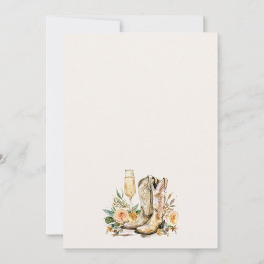 Boots en Bubble Western Bridal Shower Invitation Kaart (Achterkant)