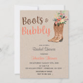 Boots en Bubble Western Bridal Shower Invitation Kaart (Voorkant)