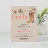 Boots en Bubble Western Bridal Shower Invitation Kaart (Staand voorkant)