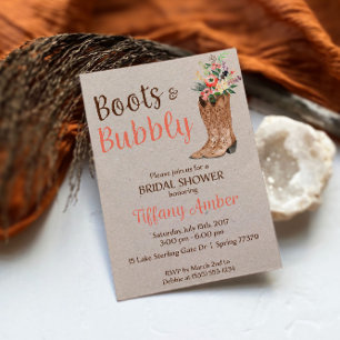 Boots en Bubble Western Bridal Shower Invitation Kaart