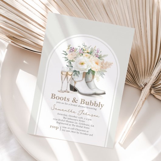 Boots en Bubble Western Bridal Shower Invitation Kaart