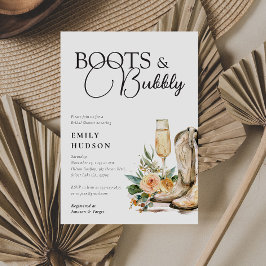 Boots en Bubble Western Bridal Shower Invitation Kaart