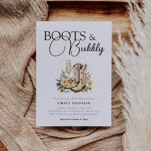 Boots en Bubble Western Bridal Shower Invitation Kaart