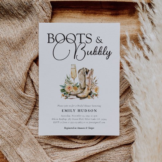 Boots en Bubble Western Bridal Shower Invitation Kaart