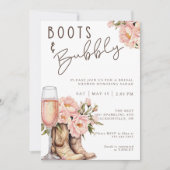 Boots en Bubbly Bruids Douche Uitnodiging (Voorkant)