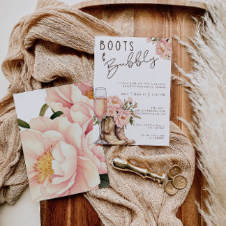 Boots en Bubbly Bruids Douche Uitnodiging