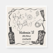 Boots en Bubbly Country Western Vrijgezellenfeest Servet (Voorkant)
