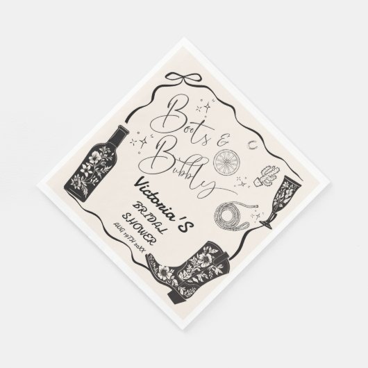 Boots en Bubbly Country Western Vrijgezellenfeest Servet (Hoek)