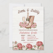 Boots en Bubbly Floral Champagne Vrijgezellenfeest Kaart (Voorkant)