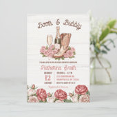 Boots en Bubbly Floral Champagne Vrijgezellenfeest Kaart (Staand voorkant)