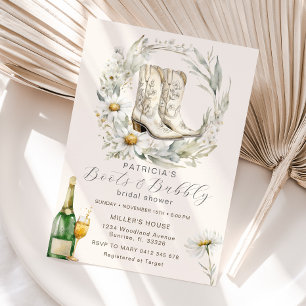 Boots en Bubbly Floral Cowgirl Vrijgezellenfeest Kaart