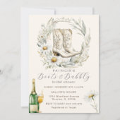 Boots en Bubbly Floral Cowgirl Vrijgezellenfeest Kaart (Voorkant)