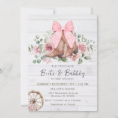 Boots en Bubbly Pink Bow Cowgirl Vrijgezellenfeest Kaart (Voorkant)
