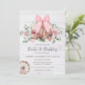 Boots en Bubbly Pink Bow Cowgirl Vrijgezellenfeest Kaart (Staand voorkant)