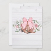 Boots en Bubbly Pink Bow Cowgirl Vrijgezellenfeest Kaart (Achterkant)