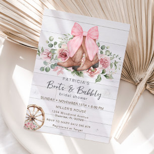 Boots en Bubbly Pink Bow Cowgirl Vrijgezellenfeest Kaart
