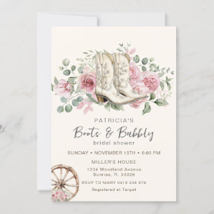 Boots en Bubbly Pink Cowgirl Vrijgezellenfeest Kaart