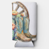 Boots en Bubbly Rodeo Westerne verjaardag Seltzer Blikjeskoeler (Achterkant)