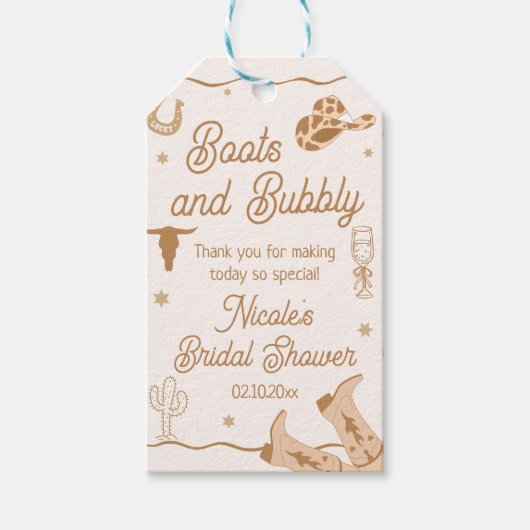 Boots en Bubby Western Bruidsuitnodiging Bedankt Cadeaulabel (Voorkant)