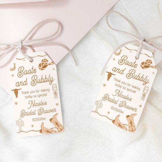 Boots en Bubby Western Bruiloft Feestelijke Dankbe Cadeaulabel