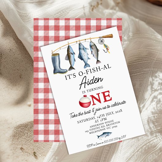Boots Gevist Rod Het is O-Fish-AL 1e verjaardag Kaart