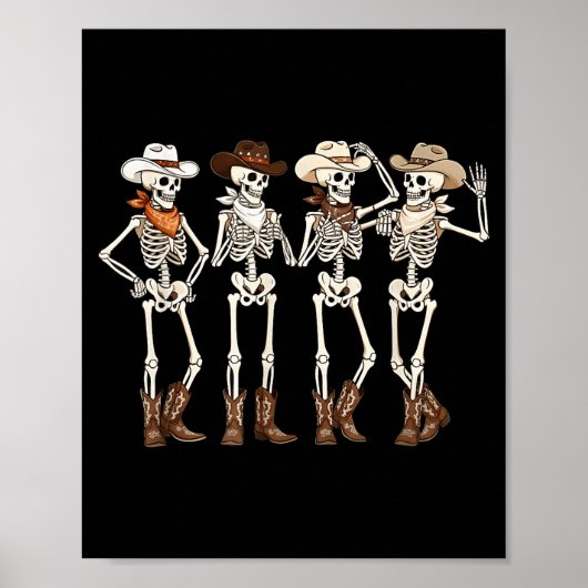 Boots Horse Dancing Skeleton Western Country Rodeo Poster (Voorkant)