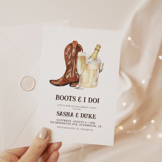 Boots & I Do Rustieke Westerne Verlovingsfeest Kaart