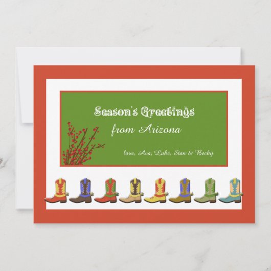 Boots in een Row-feestkaart Feestdagenkaart (Voorkant)