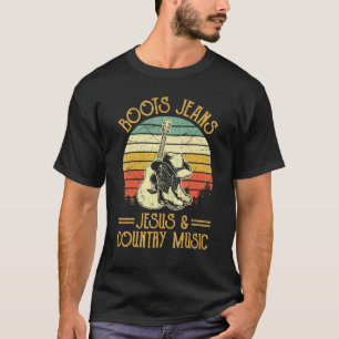 Boots Jeans Jesus & Country Music Southern Weste T-shirt