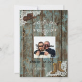Boots & Lace Distressed Wood Bewaar de datum Save The Date (Voorkant)