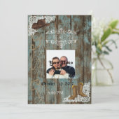 Boots & Lace Distressed Wood Bewaar de datum Save The Date (Staand voorkant)