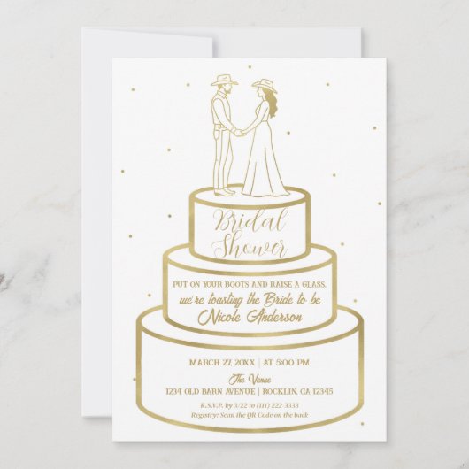 Boots Love & Buttercream Cake Western Bruids Kaart (Voorkant)