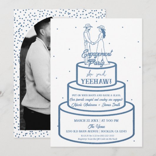 Boots Love & Buttercream Denim Western Verloving Kaart (Voorkant / Achterkant)