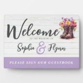 Boots met landelijke bloemen boerderij bruiloft we fotoplaat (voorkant)