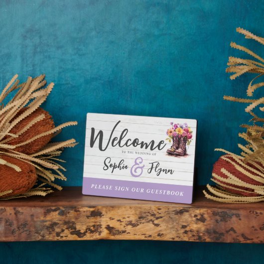 Boots met landelijke bloemen boerderij bruiloft we fotoplaat (Zijkant)