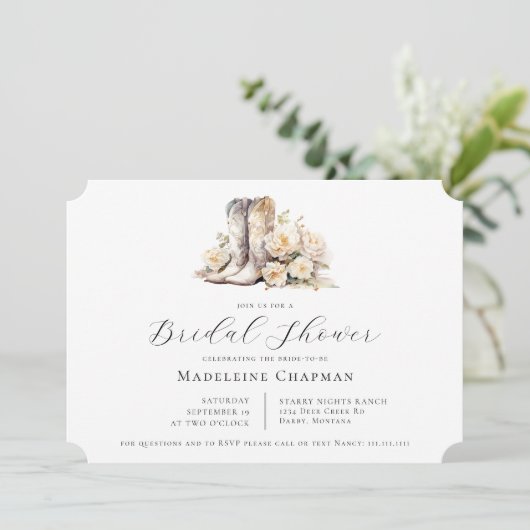 Boots met waterverf in landelijke bloemmotief Brui Kaart (Staand voorkant)