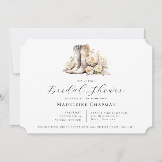 Boots met waterverf in landelijke bloemmotief Brui Kaart (Voorkant)