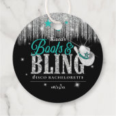 Boots 'n Bling Disco Bachelorette Blauwgroen ID925 Bedankjes Labels (Achterkant)