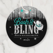 Boots 'n Bling Disco Bachelorette Blauwgroen ID925 Bedankjes Labels (Voorkant)