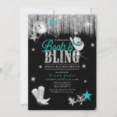 Boots 'n Bling Disco Bachelorette Blauwgroen ID925 Kaart (Voorkant)