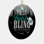 Boots 'n Bling Disco Bachelorette Blauwgroen ID925 Keramisch Ornament (Rechts)