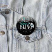 Boots 'n Bling Disco Bachelorette Blauwgroen ID925 Ronde Button 7,6 Cm (In situ)