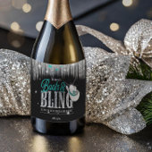 Boots 'n Bling Disco Bachelorette Blauwgroen ID925 Sparkling Wijnetiket