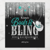 Boots 'n Bling Disco Bachelorette Blauwgroen ID925 Wijn Etiket (Enkel label)
