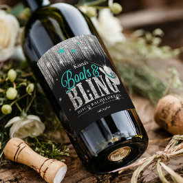 Boots 'n Bling Disco Bachelorette Blauwgroen ID925 Wijn Etiket