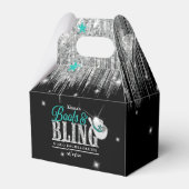 Boots 'n Bling Disco Bachelorette Blauwgroen Zwart Bedankdoosjes (Voorkant Zijde)