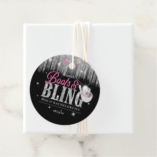 Boots 'n Bling Disco Bachelorette ID925 Bedankjes Labels (In situ)