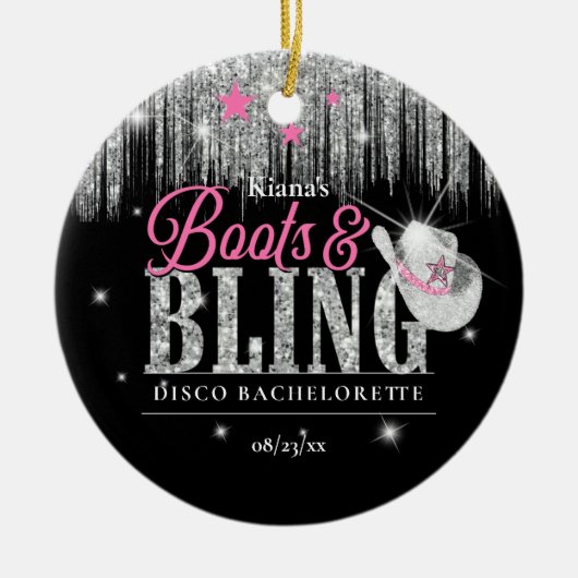 Boots 'n Bling Disco Bachelorette ID925 Keramisch Ornament (Voorkant)