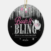 Boots 'n Bling Disco Bachelorette ID925 Keramisch Ornament (Links)